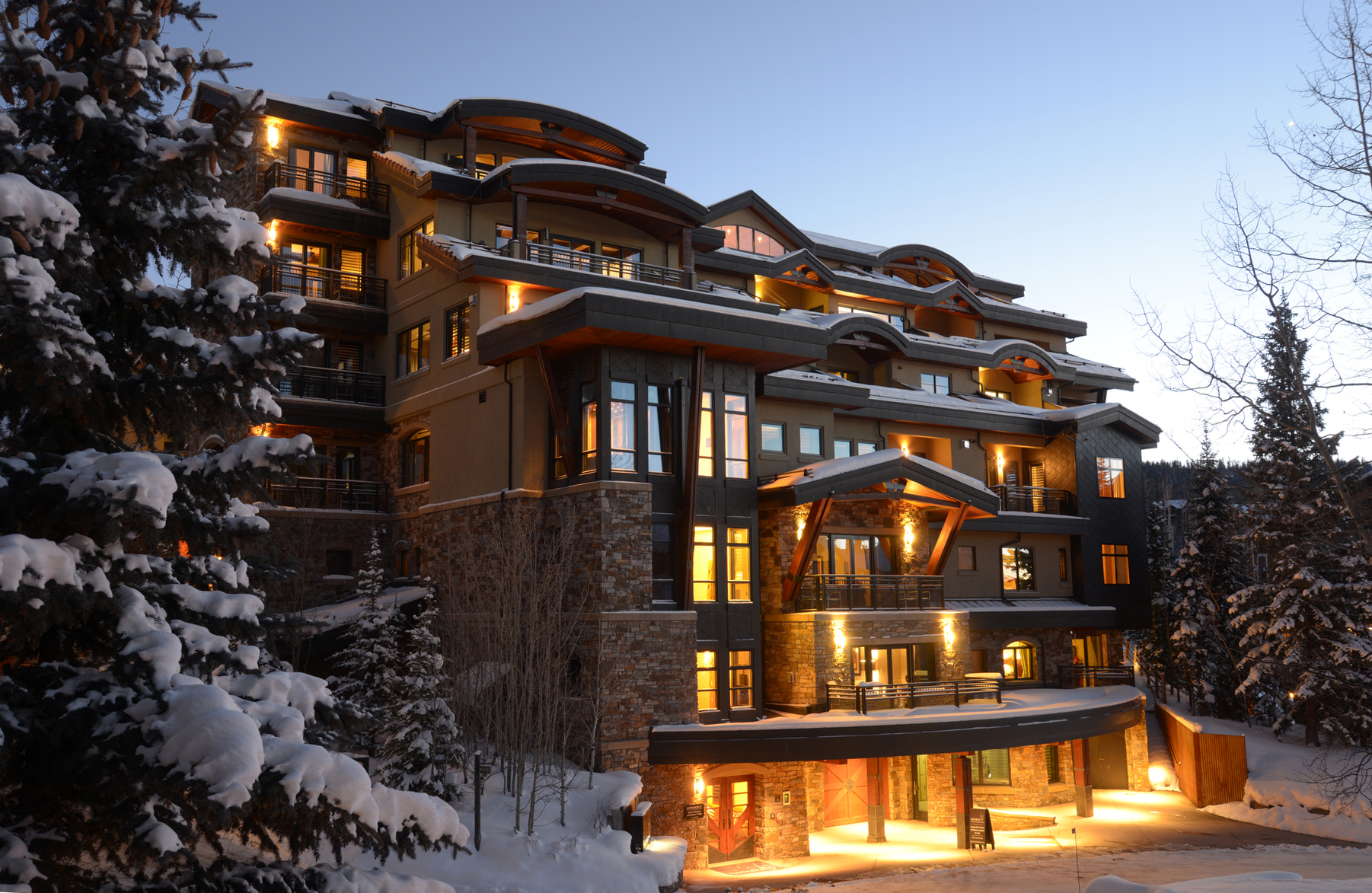 Exterior of the hotel in Winter.